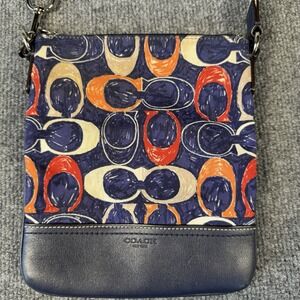 COACH Legacy Signature C Print Shoulder Bag Crossbody Blue Multi Y2K